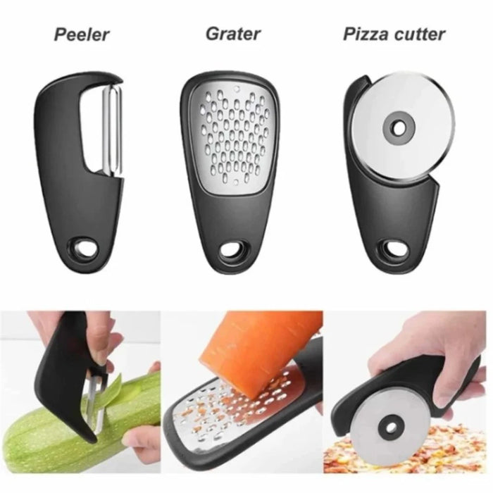 6-in-1 Roller Pizza Cutter Can Opener Garlic Masher Peeler Kitchen Gadget Set (BPA Free, No FDA) - 5