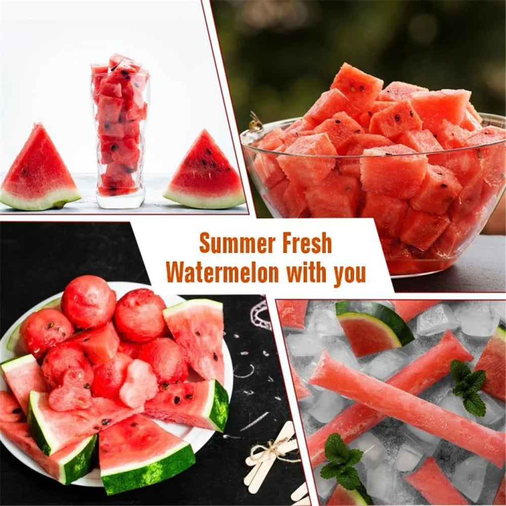 Stainless Steel 3-in-1 Watermelon Cutter Slicer Fork Tool Set Kitchen Gadget (BPA Free, No FDA) - Beige - 3