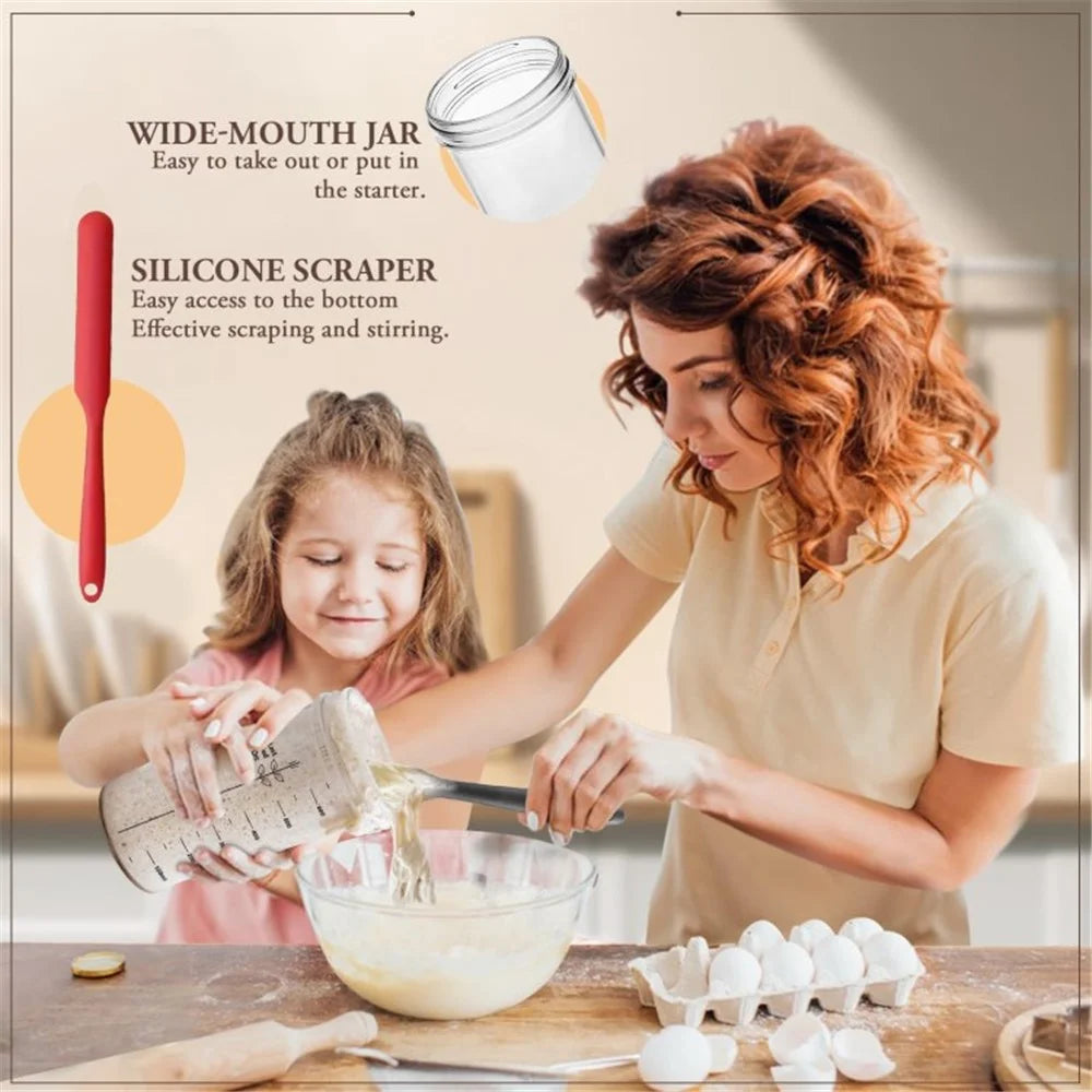 24oz / 730ml Clear Glass Sourdough Fermentation Jar Sourdough Starter Container Baking Supplies (BPA Free, No FDA) - 730ml / Style B - 6