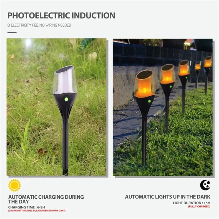 Solar Power Ground Flame Lamp IP65 Waterproof Garden Lawn Landscape LED Light - 5