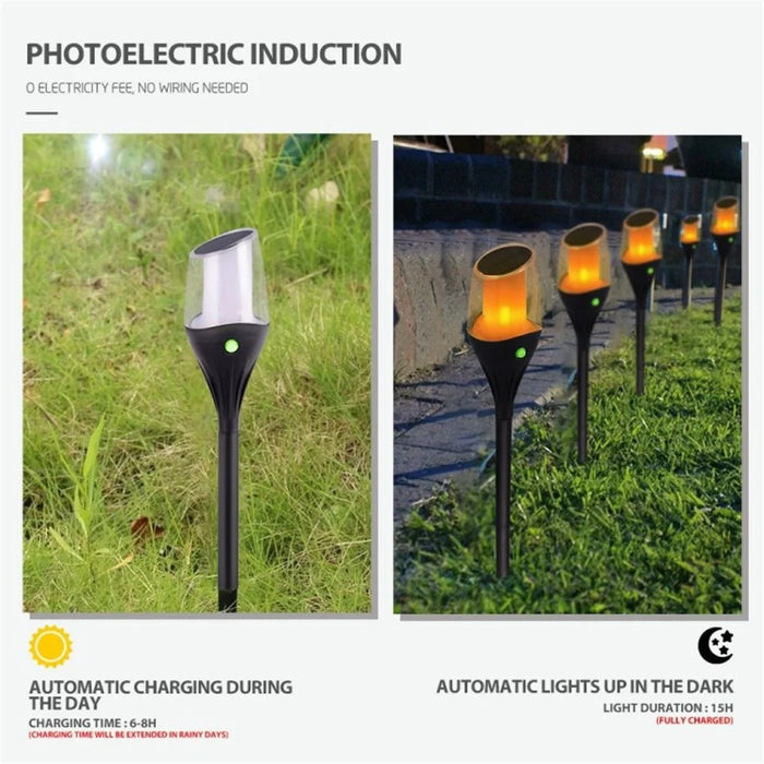 Solar Power Ground Flame Lamp IP65 Waterproof Garden Lawn Landscape LED Light - 7