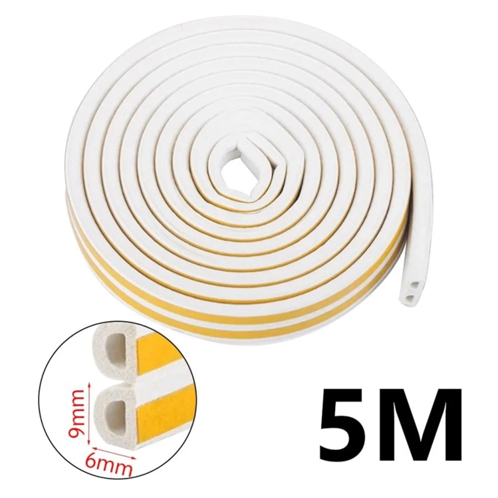 5m Self-Adhesive Door Window EPDM Sealing Strip Anti-Collision Wind Stopper Sealing Tape - White Type D 9x6mm - 1