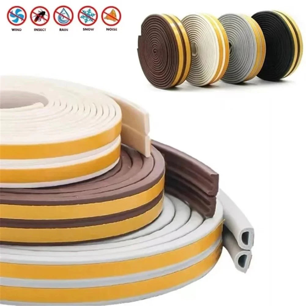 5m Self-Adhesive Door Window EPDM Sealing Strip Anti-Collision Wind Stopper Sealing Tape - White Type D 9x6mm - 3