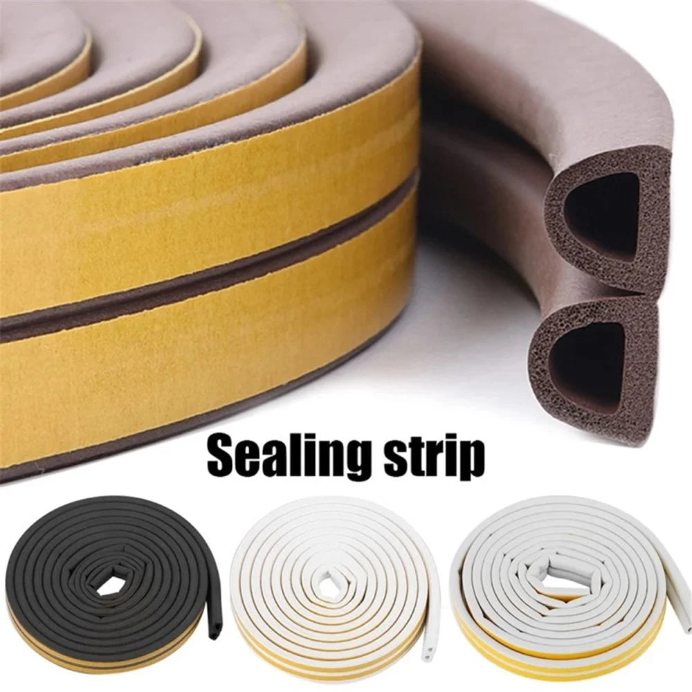 5m Self-Adhesive Door Window EPDM Sealing Strip Anti-Collision Wind Stopper Sealing Tape - White Type D 9x6mm - 4