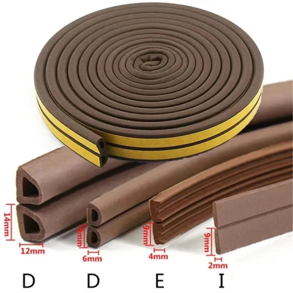 5m Self-Adhesive Door Window EPDM Sealing Strip Anti-Collision Wind Stopper Sealing Tape - White Type D 9x6mm - 5