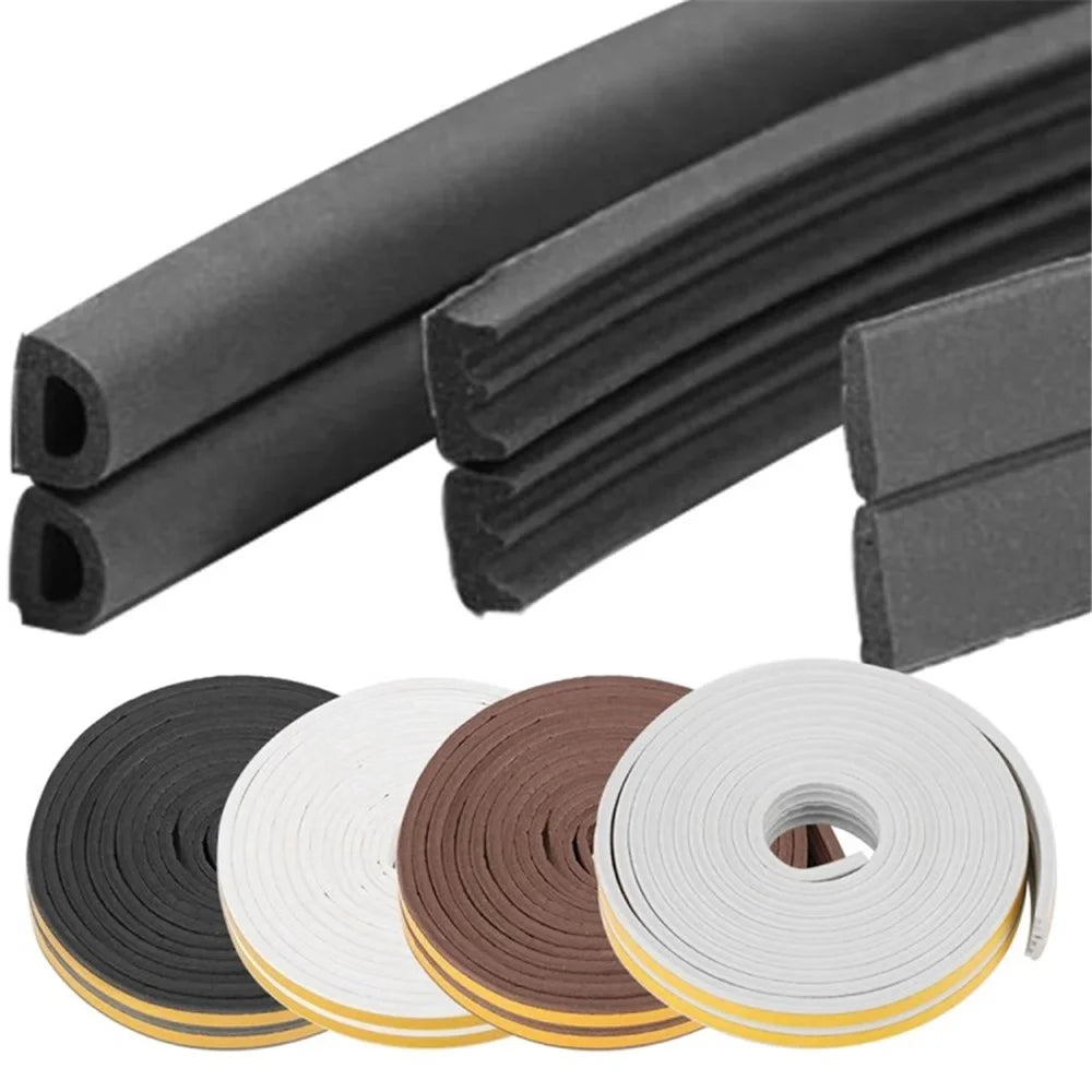 5m Self-Adhesive Door Window EPDM Sealing Strip Anti-Collision Wind Stopper Sealing Tape - White Type D 9x6mm - 6
