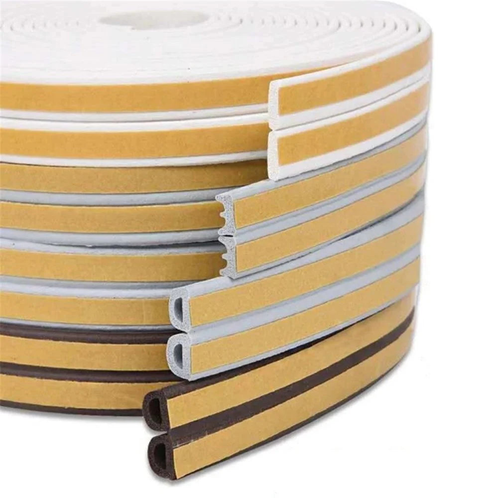5m Self-Adhesive Door Window EPDM Sealing Strip Anti-Collision Wind Stopper Sealing Tape - White Type D 9x6mm - 7