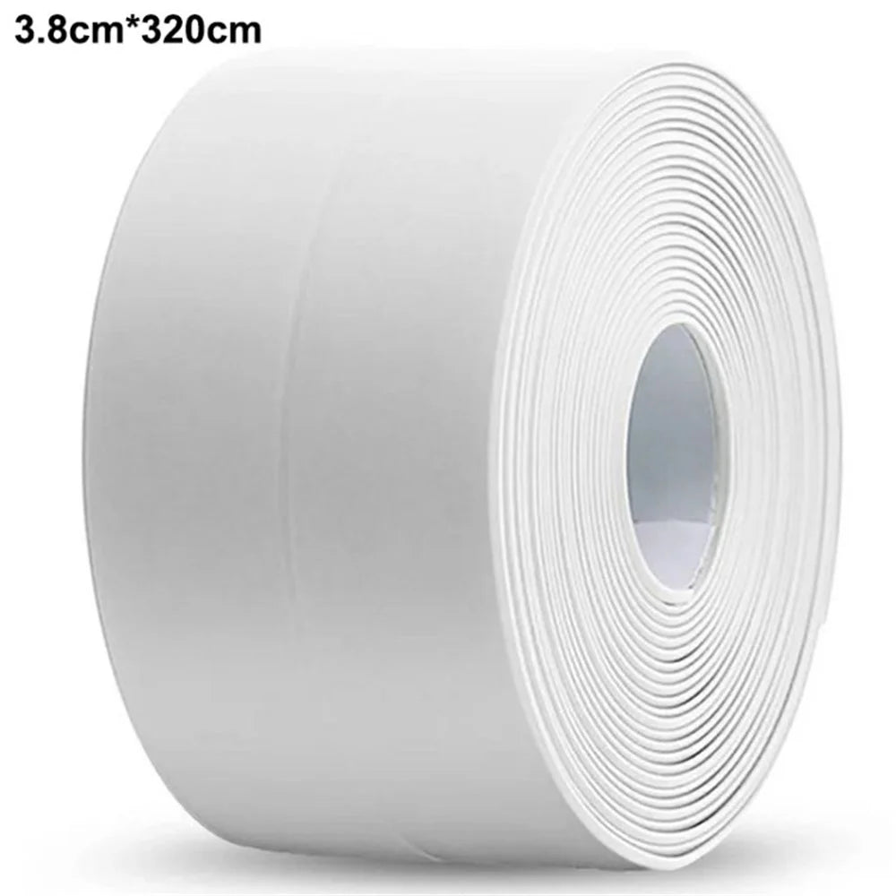 Sealing Strip Shower Sink Bathtub Caulking Tape PVC Self-Adhesive Waterproof Wall Tape for Bathroom Kitchen - White / 3.8cmx3.2m - 1