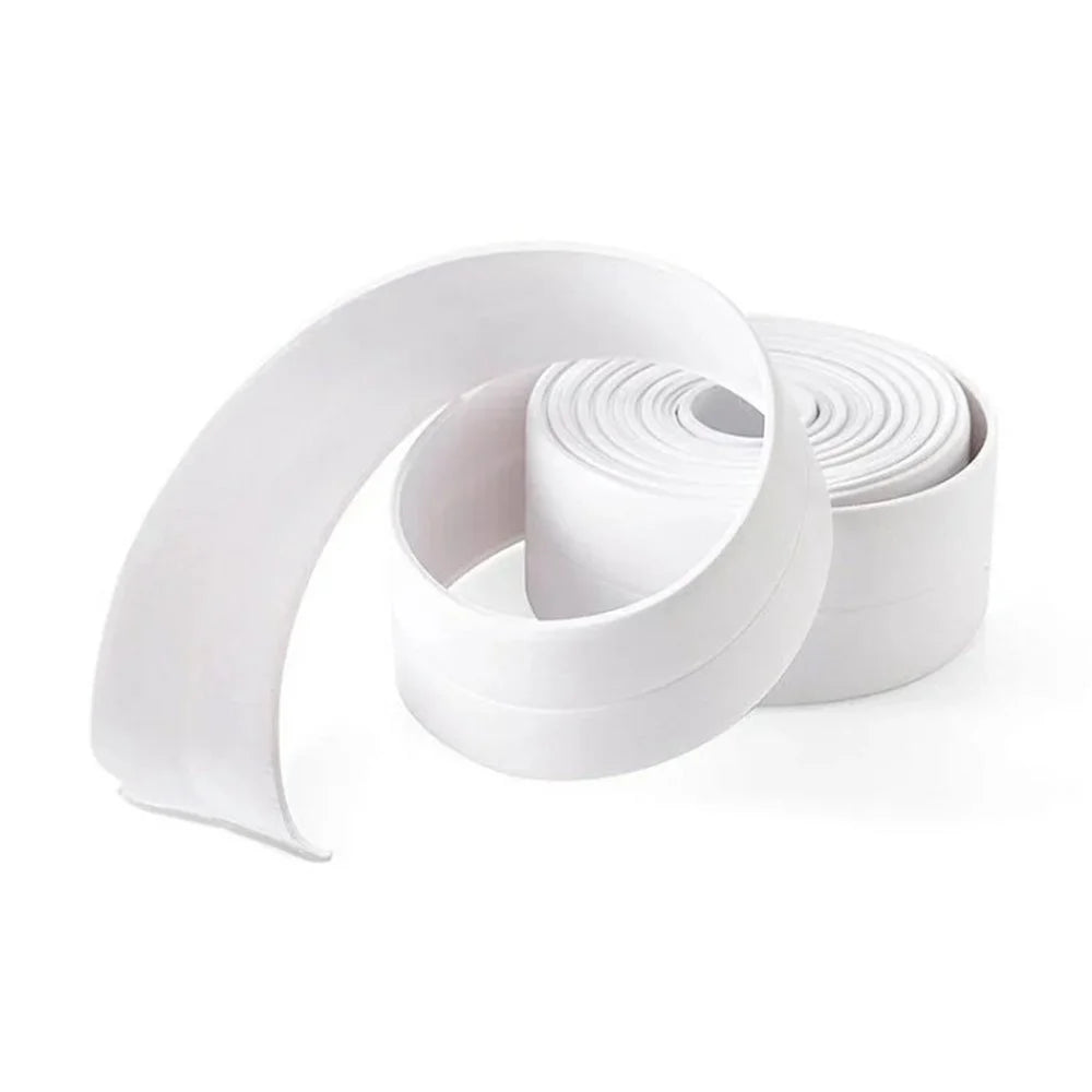 Sealing Strip Shower Sink Bathtub Caulking Tape PVC Self-Adhesive Waterproof Wall Tape for Bathroom Kitchen - White / 3.8cmx3.2m - 2