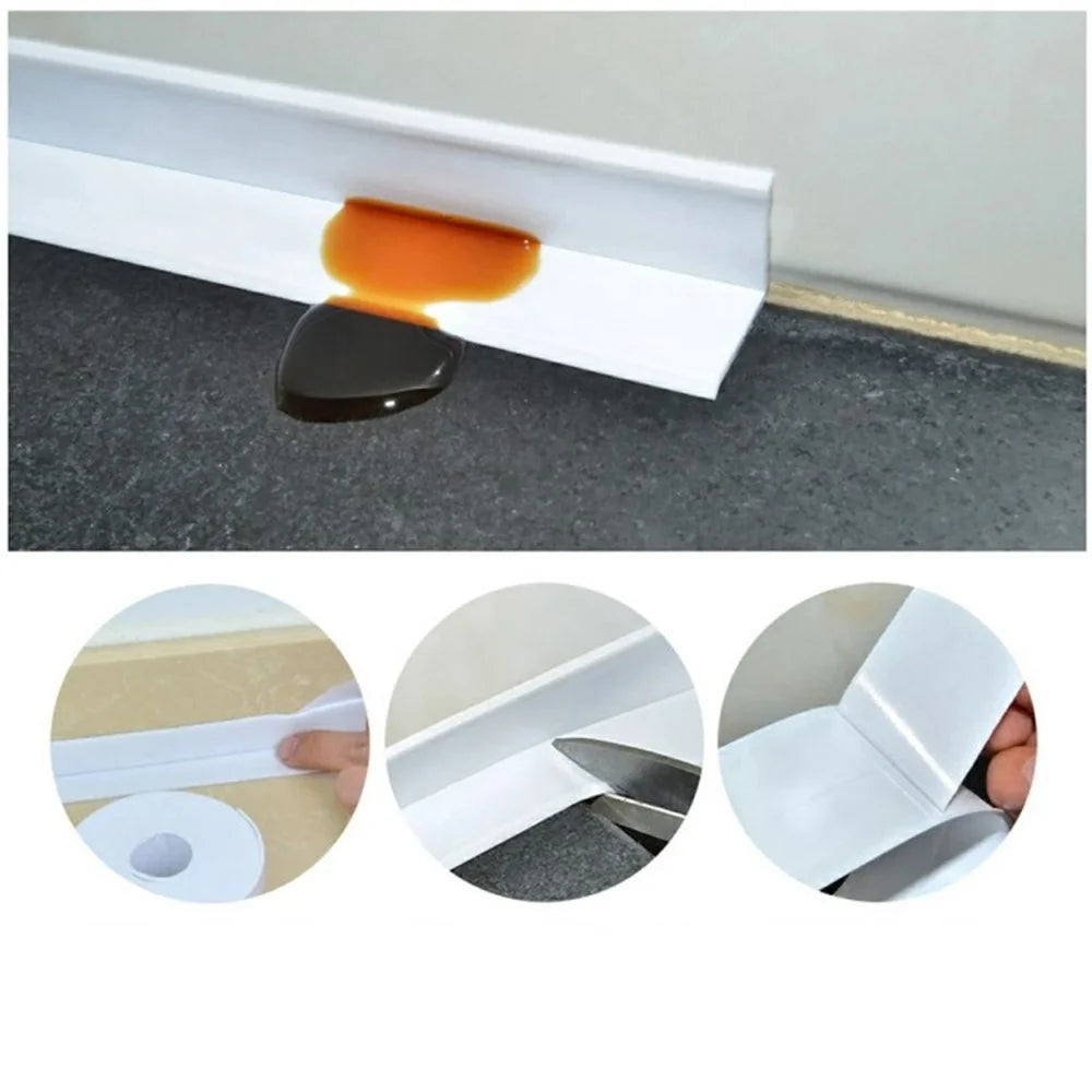 Sealing Strip Shower Sink Bathtub Caulking Tape PVC Self-Adhesive Waterproof Wall Tape for Bathroom Kitchen - White / 3.8cmx3.2m - 6