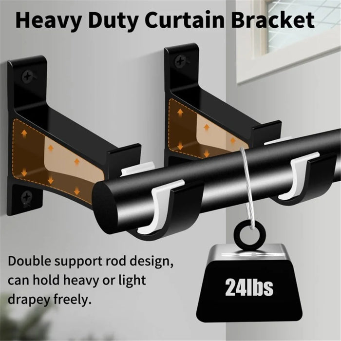 4Pcs Aluminum Alloy Curtain Single Rod Bracket Roman Rod Base Support Rack - Black - 4
