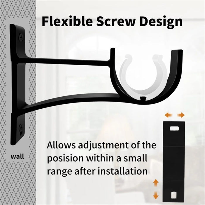 4Pcs Aluminum Alloy Curtain Single Rod Bracket Roman Rod Base Support Rack - Black - 6