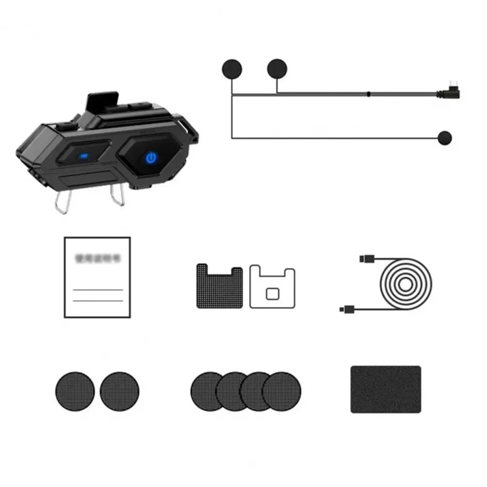 C8 LED Light Motorcycle Helmet Bluetooth-compatible 5.4 Headset Waterproof Noise Reduction Automatic Answering Rider Headset - Soft Microphone - 1