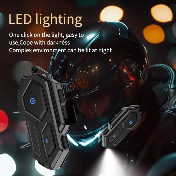 C8 LED Light Motorcycle Helmet Bluetooth-compatible 5.4 Headset Waterproof Noise Reduction Automatic Answering Rider Headset - Soft Microphone - 7