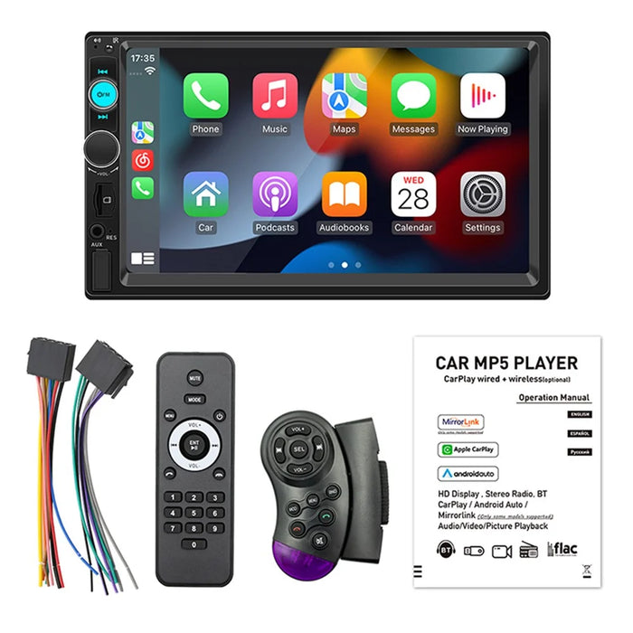 F7023C 2 Din 7 Inch Touch Screen Car Player FM Radio Bluetooth-compatible Stereo Auto MP5 Player - Carplay - 7