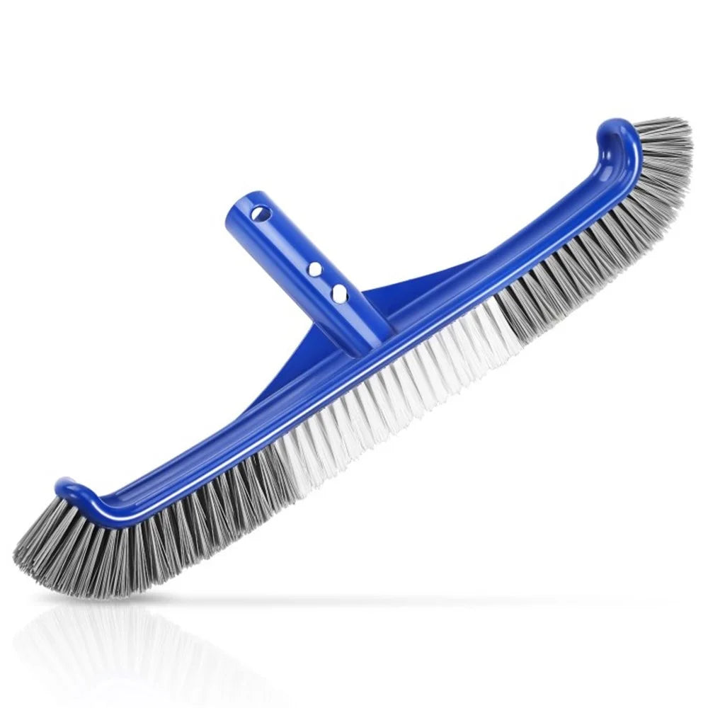 17.5-inch Pool Brush for Cleaning Pool Walls Nylon Bristles Curved Ends Pool Scrub Brush - 1