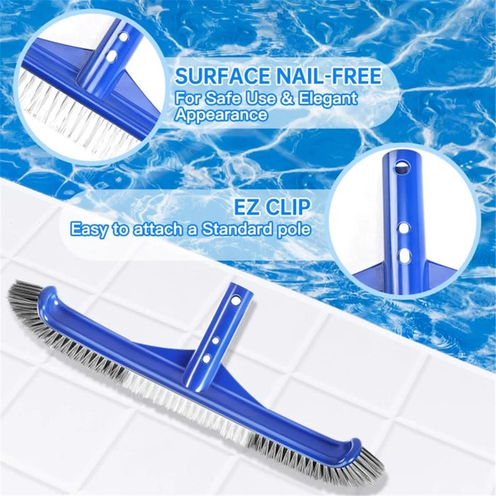 17.5-inch Pool Brush for Cleaning Pool Walls Nylon Bristles Curved Ends Pool Scrub Brush - 3