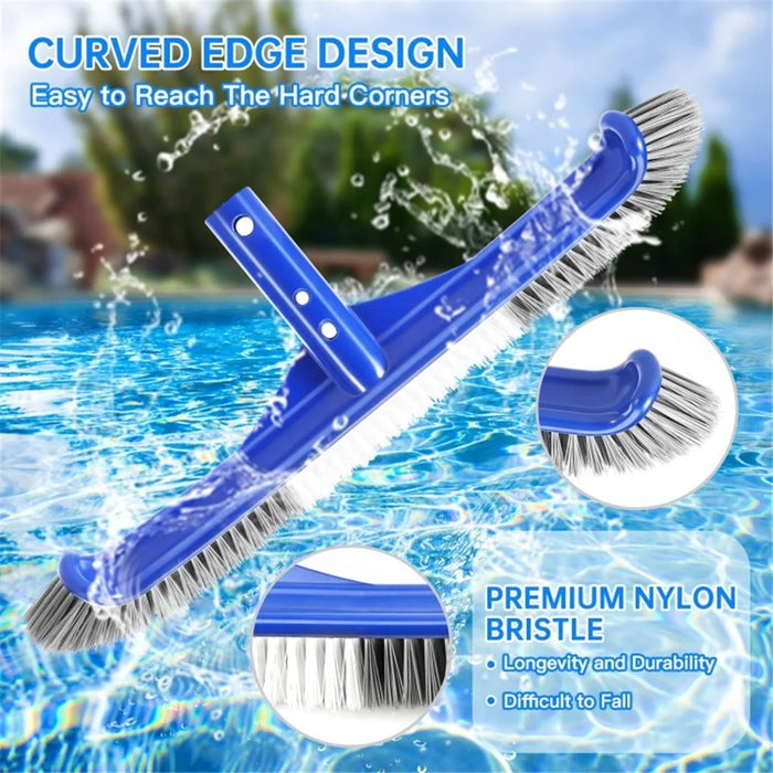 17.5-inch Pool Brush for Cleaning Pool Walls Nylon Bristles Curved Ends Pool Scrub Brush - 4