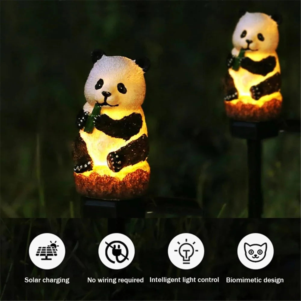 Solar Garden Light Creative Panda Resin Outdoor Statue Light Waterproof Garden Landscape Decoration - 2
