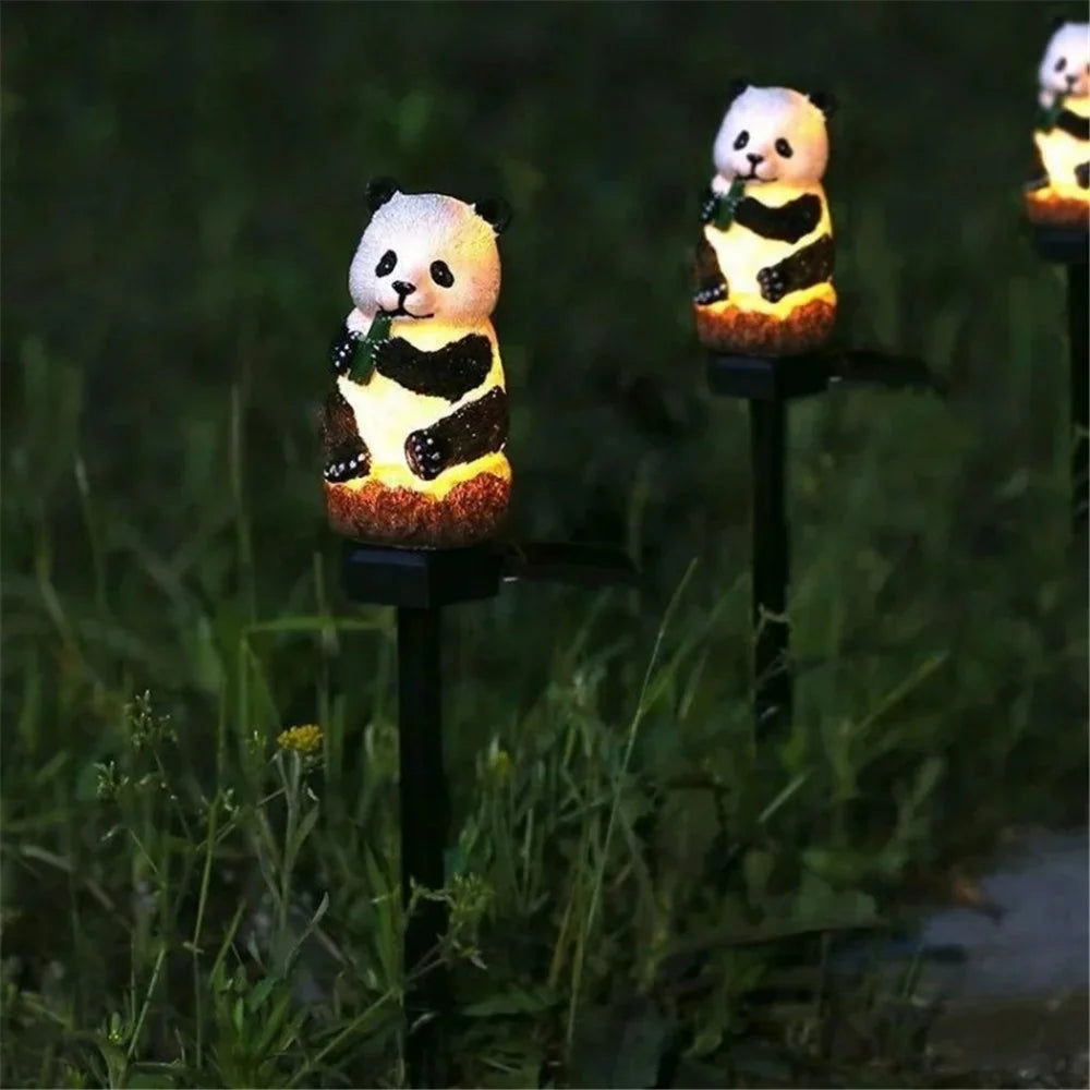 Solar Garden Light Creative Panda Resin Outdoor Statue Light Waterproof Garden Landscape Decoration - 3