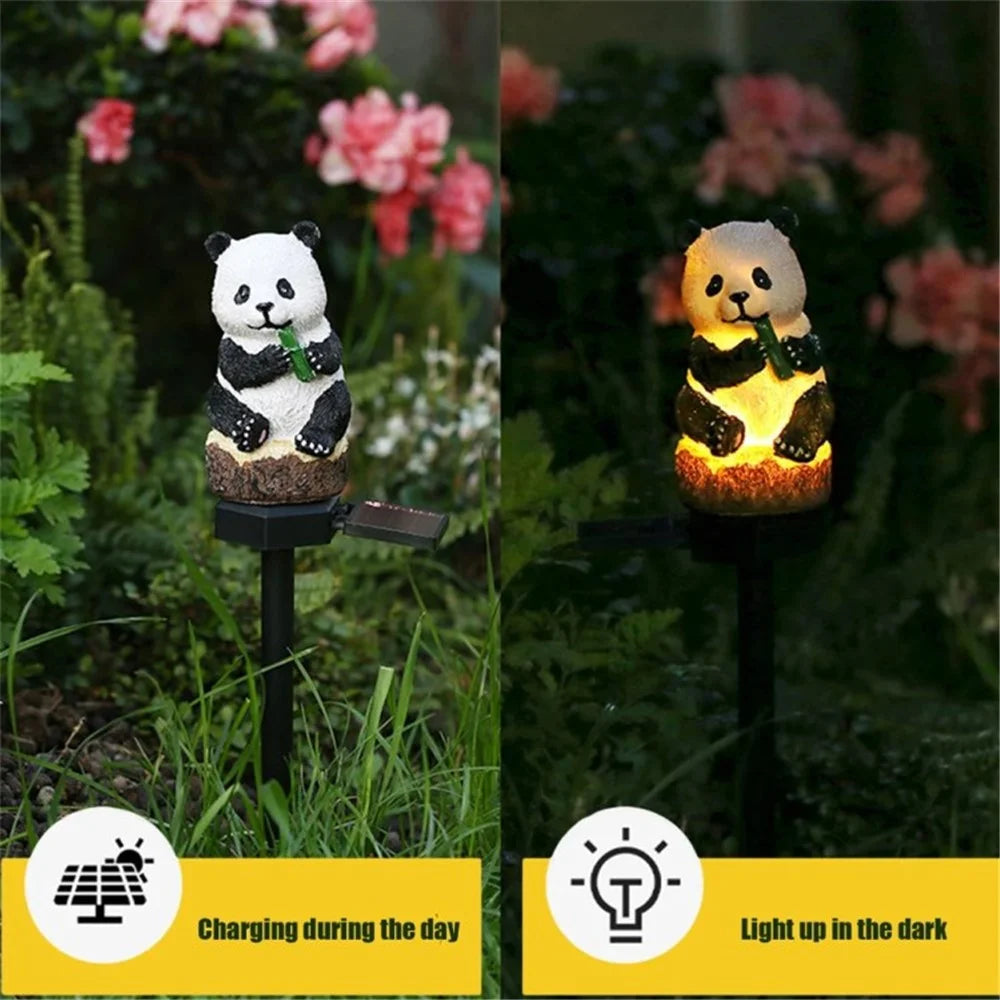 Solar Garden Light Creative Panda Resin Outdoor Statue Light Waterproof Garden Landscape Decoration - 4