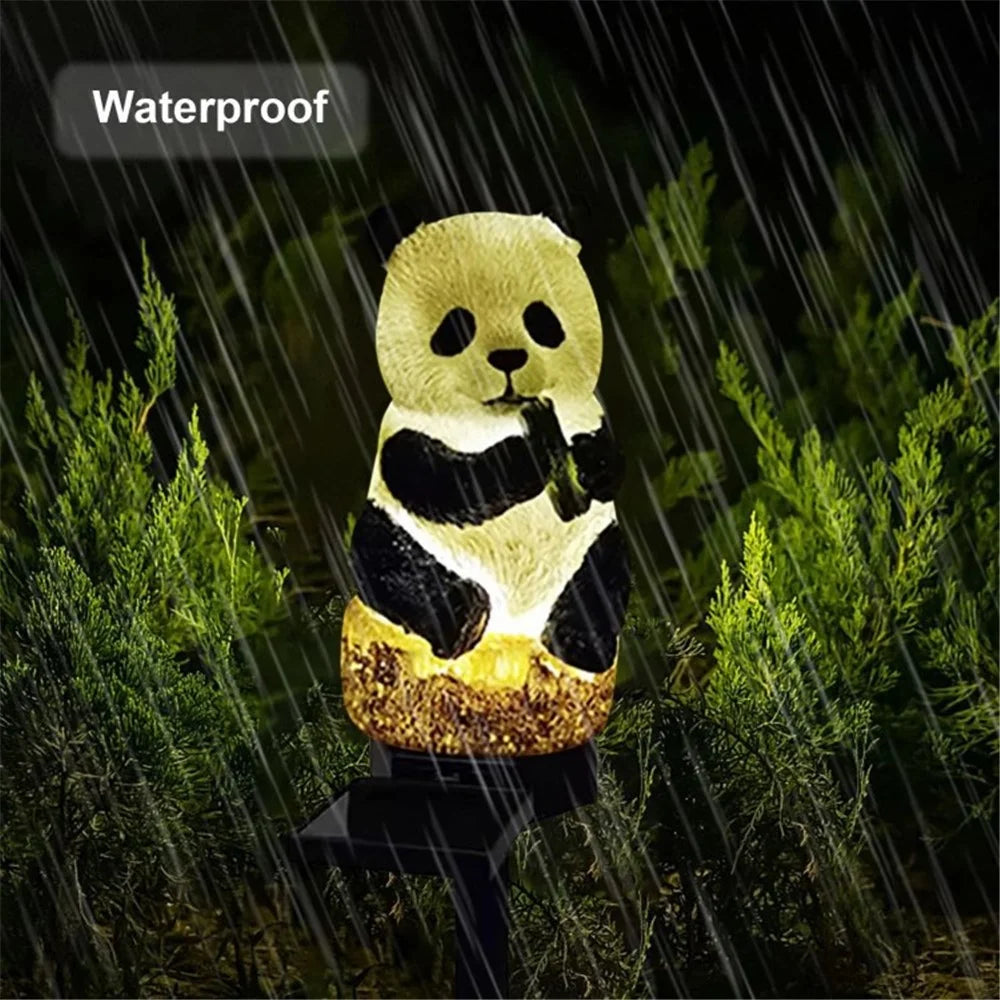Solar Garden Light Creative Panda Resin Outdoor Statue Light Waterproof Garden Landscape Decoration - 5