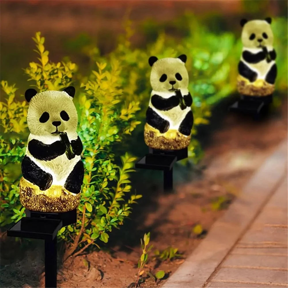 Solar Garden Light Creative Panda Resin Outdoor Statue Light Waterproof Garden Landscape Decoration - 6
