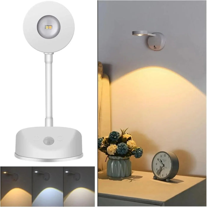 Rechargeable Spotlight Electric Free Wiring Indoor Wall Light Spotlight Smart LED Human Body Sensor Lamp - White - 2