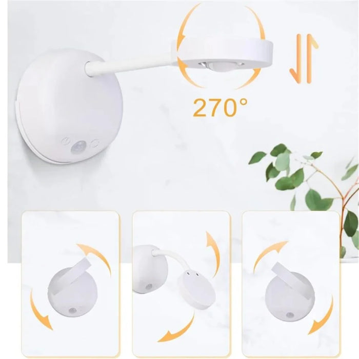 Rechargeable Spotlight Electric Free Wiring Indoor Wall Light Spotlight Smart LED Human Body Sensor Lamp - White - 6