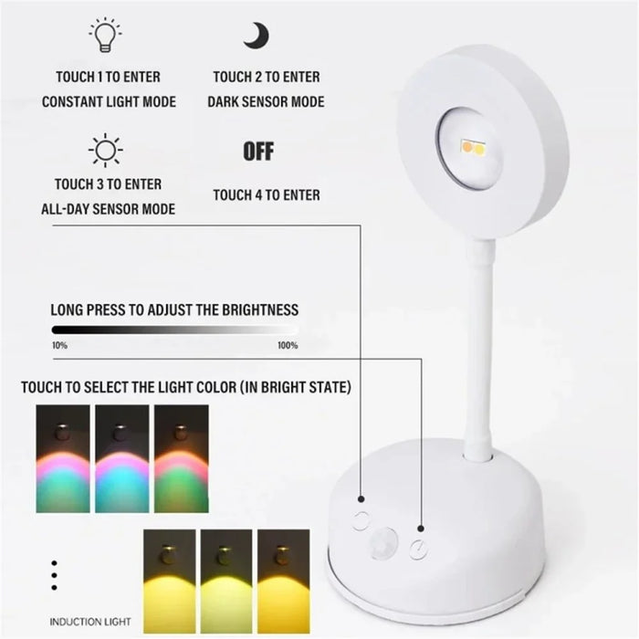 Rechargeable Spotlight Electric Free Wiring Indoor Wall Light Spotlight Smart LED Human Body Sensor Lamp - White - 7
