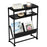 DULCII Metal Frame Wooden Magazine Organizer Table with Fabric Pocket for Home Office, 40 x 16.7 x 55cm - Black Dark Walnut - 1