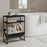 DULCII Metal Frame Wooden Magazine Organizer Table with Fabric Pocket for Home Office, 40 x 16.7 x 55cm - Black Dark Walnut - 5