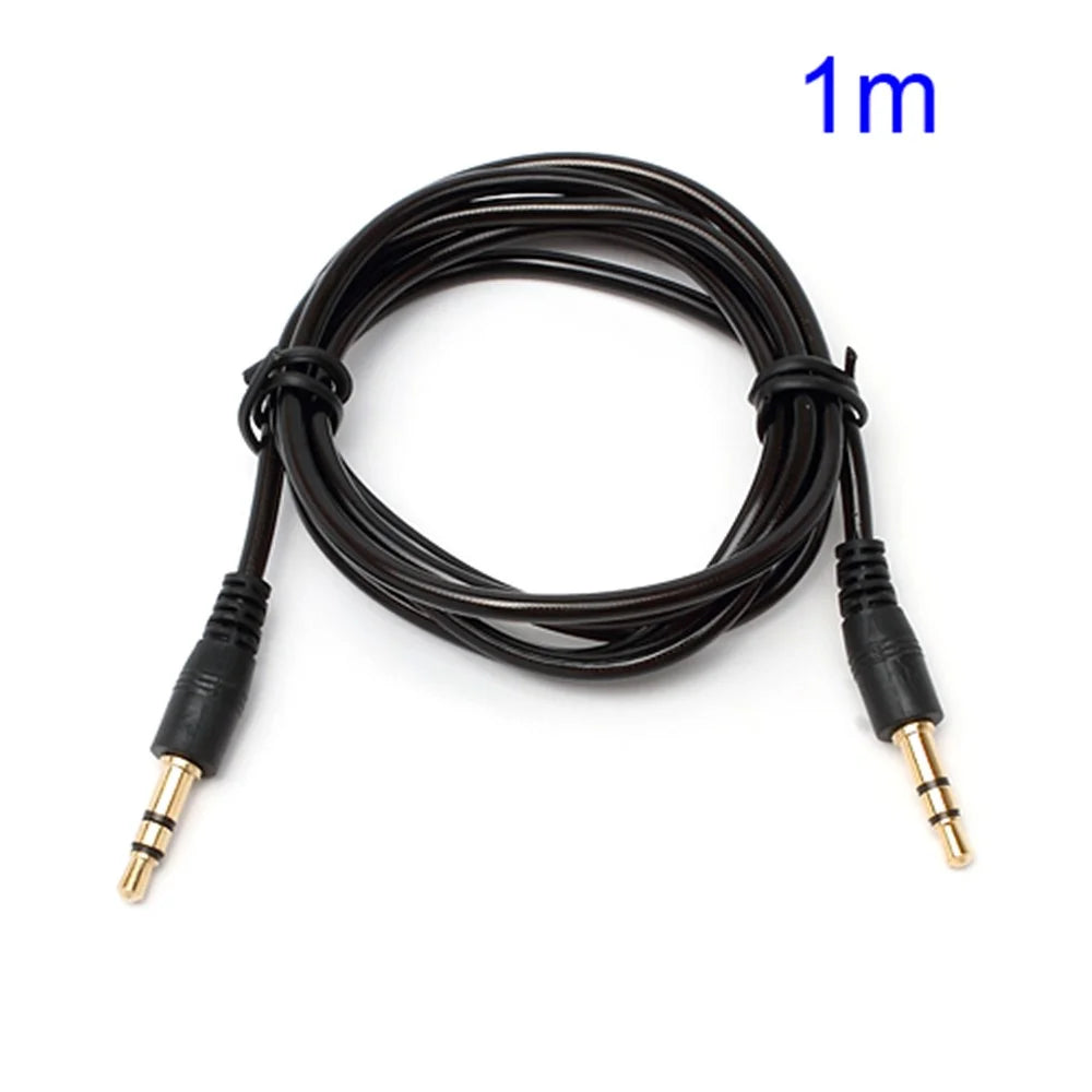 1M 3.5mm Male to 3.5mm Male Transparent Stereo Audio Cable for iPhone MP3 MP4 - Black - 1