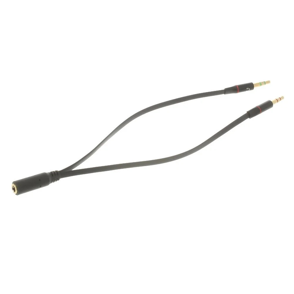 Noodle Shape Smartphone Headset to PC Adapter Cable, Convert 3.5mm Plug to Dual Mic/Audio 3.5mm - Black - 1