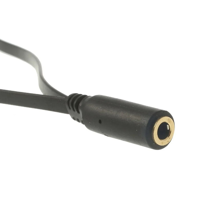 Noodle Shape Smartphone Headset to PC Adapter Cable, Convert 3.5mm Plug to Dual Mic/Audio 3.5mm - Black - 3