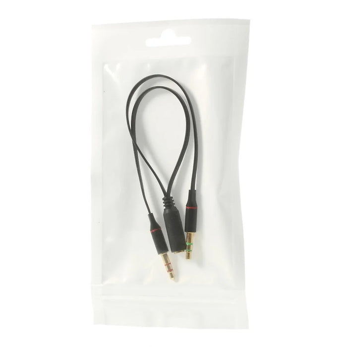 Noodle Shape Smartphone Headset to PC Adapter Cable, Convert 3.5mm Plug to Dual Mic/Audio 3.5mm - Black - 4