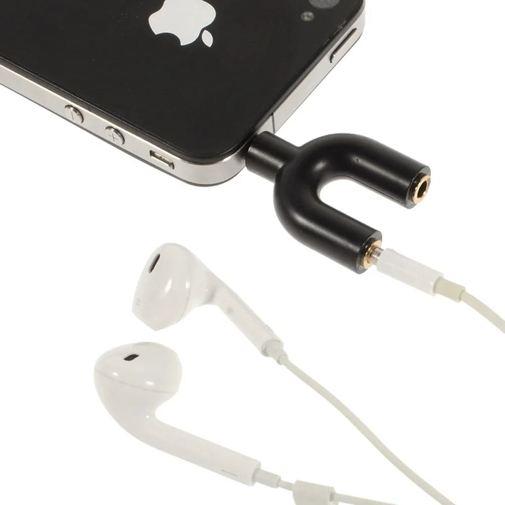 Mini Y-shape 3.5mm Audio Splitter Adapter 3.5mm Male to Two 3.5mm Female - Black - 1