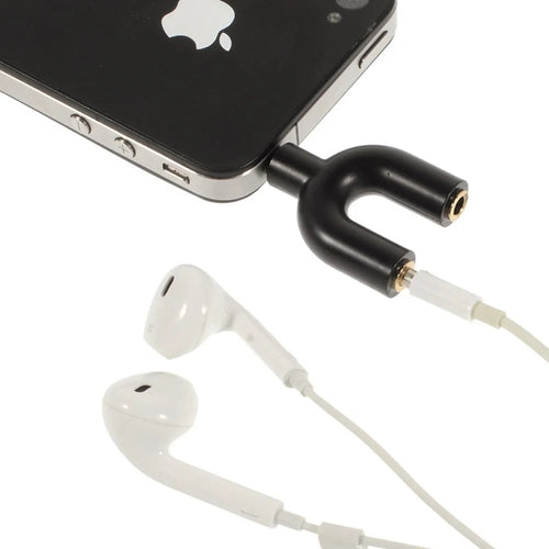 Mini Y-shape 3.5mm Audio Splitter Adapter 3.5mm Male to Two 3.5mm Female - Black - 1