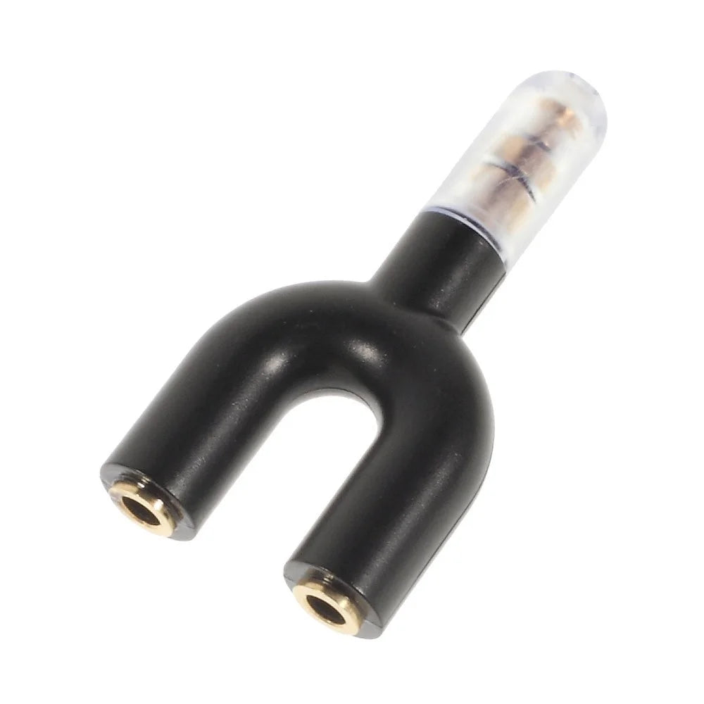 Mini Y-shape 3.5mm Audio Splitter Adapter 3.5mm Male to Two 3.5mm Female - Black - 2