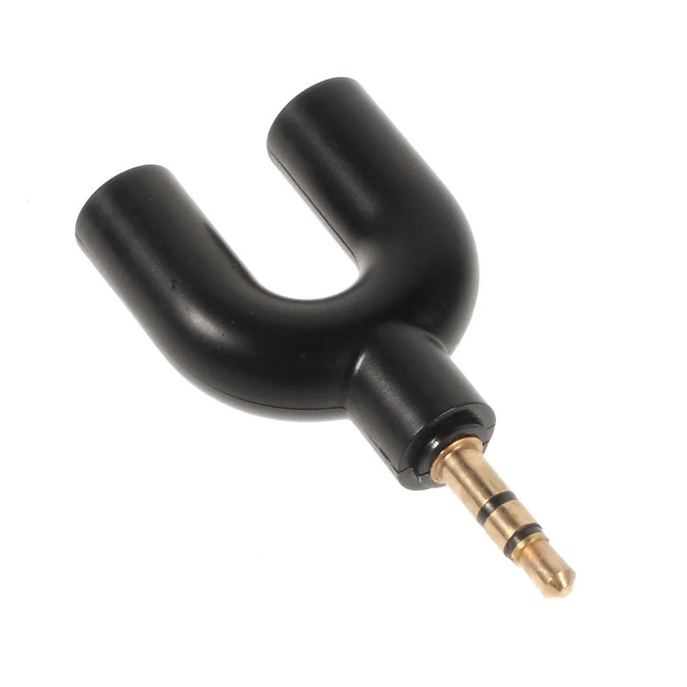 Mini Y-shape 3.5mm Audio Splitter Adapter 3.5mm Male to Two 3.5mm Female - Black - 3