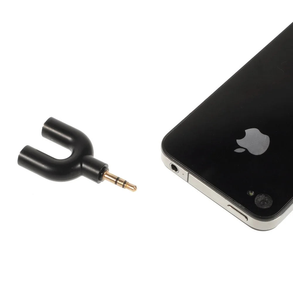 Mini Y-shape 3.5mm Audio Splitter Adapter 3.5mm Male to Two 3.5mm Female - Black - 4