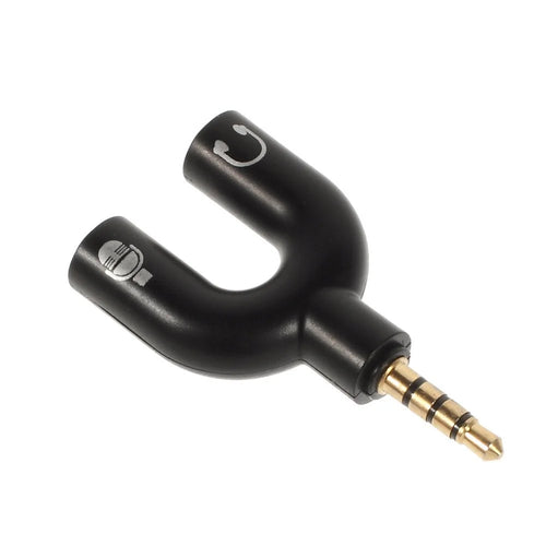 Audio Adapter 3.5mm 4pin Male to Dual 3.5mm 3pin Female Earphone & Microphone - Black - 1