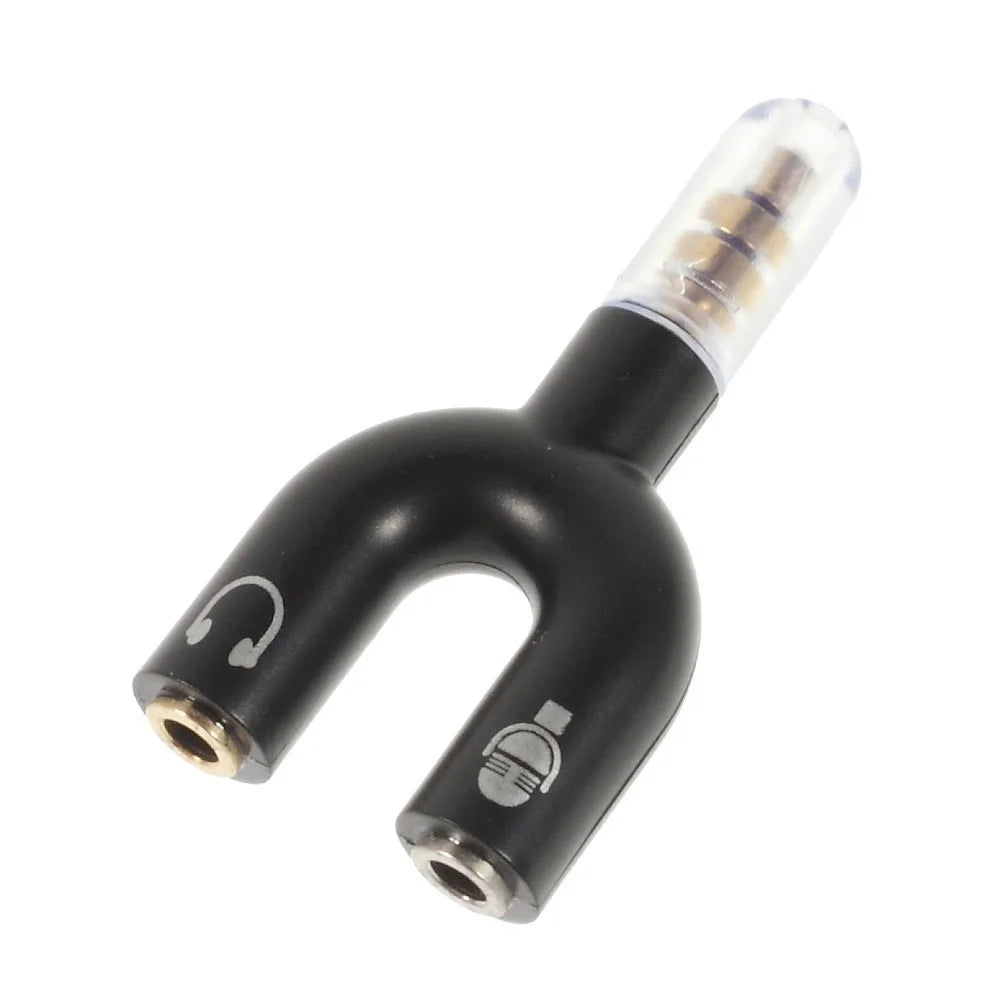 Audio Adapter 3.5mm 4pin Male to Dual 3.5mm 3pin Female Earphone & Microphone - Black - 2
