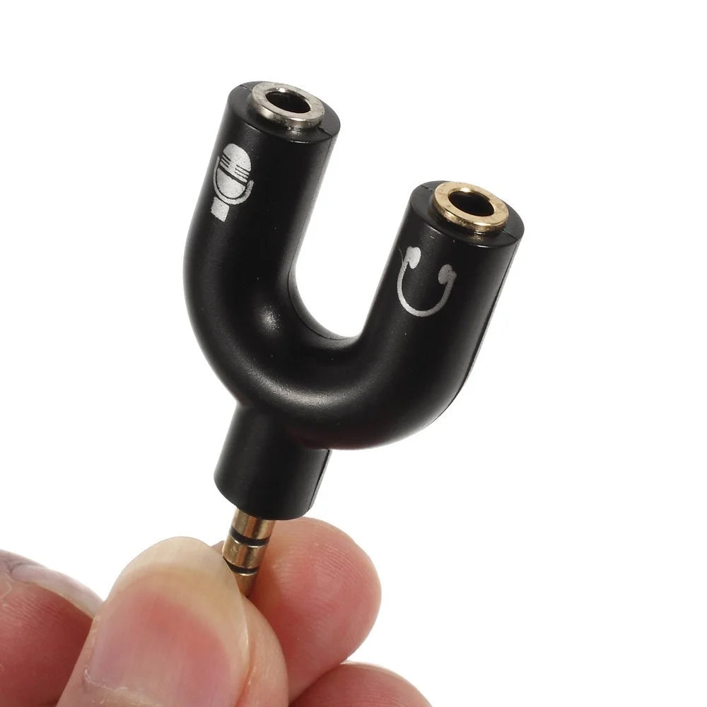 Audio Adapter 3.5mm 4pin Male to Dual 3.5mm 3pin Female Earphone & Microphone - Black - 3