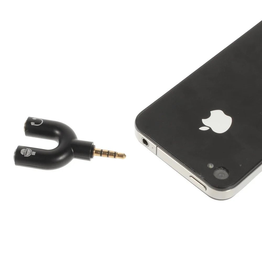 Audio Adapter 3.5mm 4pin Male to Dual 3.5mm 3pin Female Earphone & Microphone - Black - 4