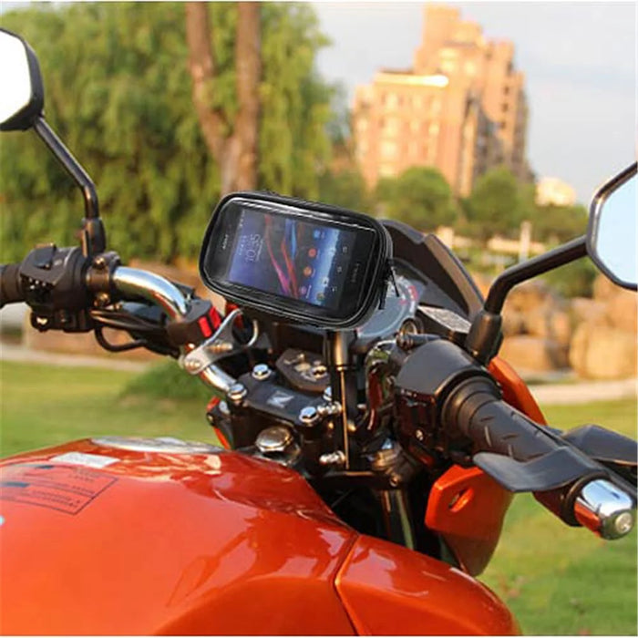 360 Degree Rotation Motorcycle Rearview Mirror Mount w/ Waterproof Phone Case, Size: 16.5 x 9cm - 1