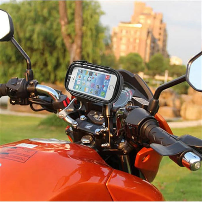 360 Degree Rotation Motorcycle Rearview Mirror Holder w/ Waterproof Phone Case, Size: 14.5 x 7.5cm - 1