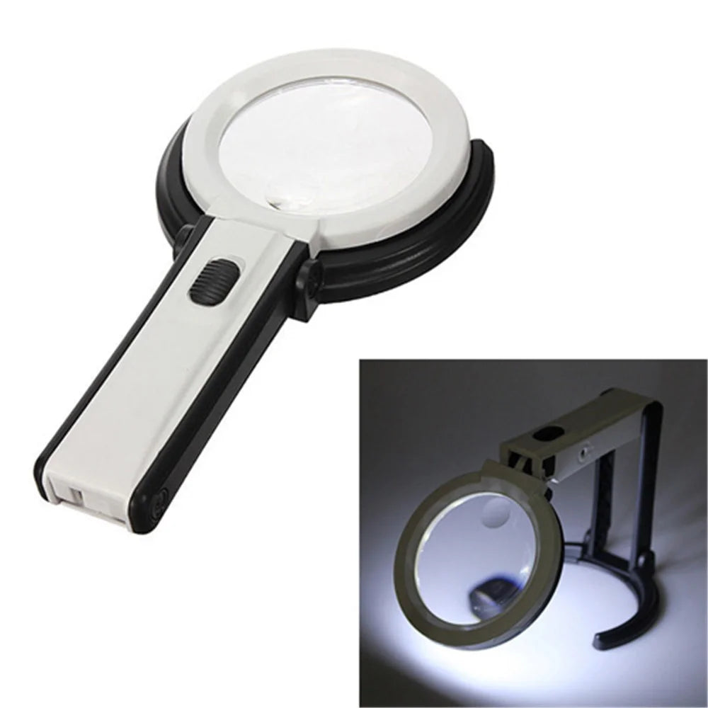 2 x 120mm Foldable Desk-type Handheld 10 LED Lighted Lamp Magnifier - 1