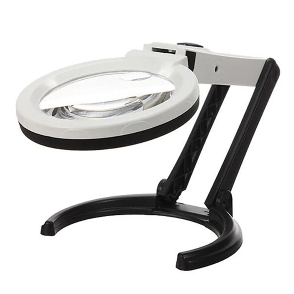 2 x 120mm Foldable Desk-type Handheld 10 LED Lighted Lamp Magnifier - 2