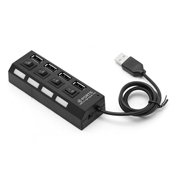 4 Port Hi-Speed USB 2.0 HUB ON/OFF Switch for Laptop PC - Black - 1